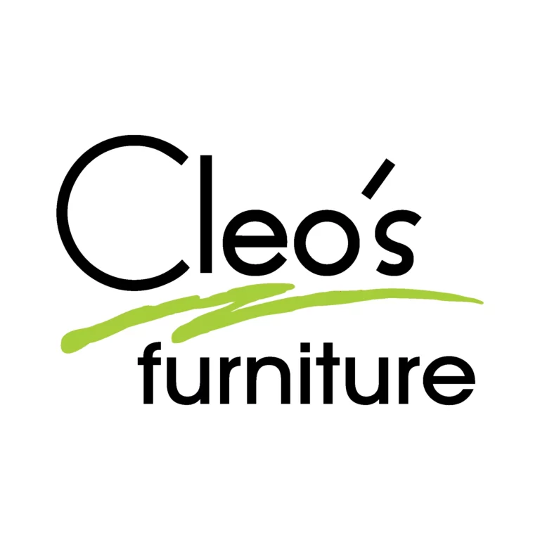 A stylish black and white design featuring the word 'Cleos' prominently displayed, showcasing modern retail aesthetics.