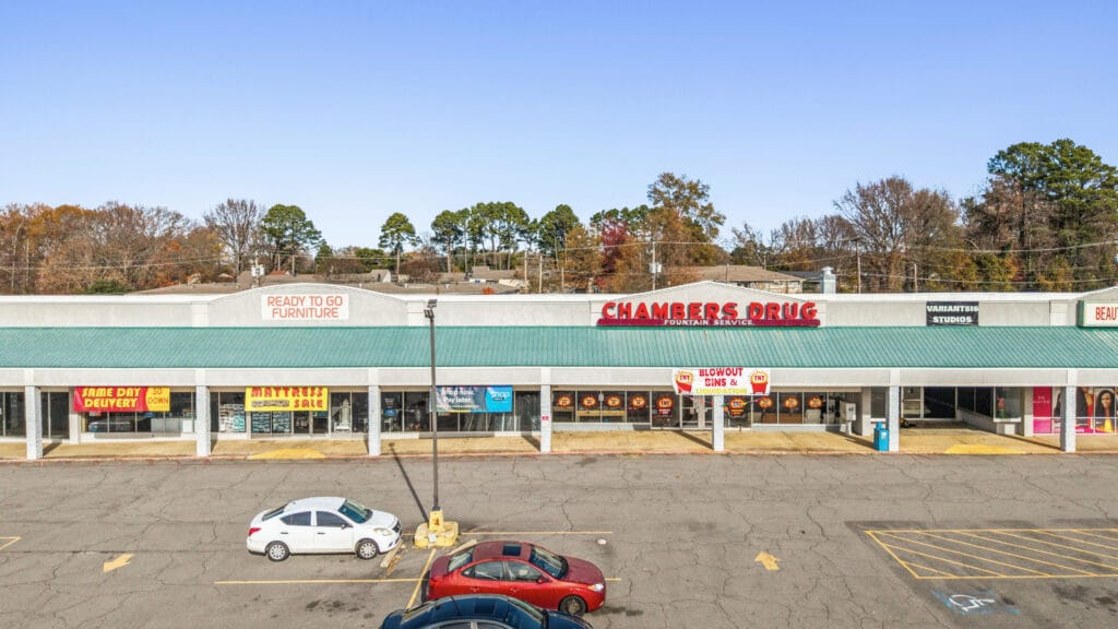 Exterior view of a commercial building at 638 W Main St, Jacksonville, AR, showcasing its architecture and surroundings.