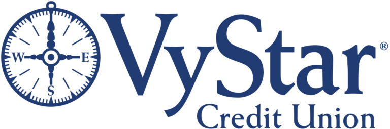 VyStar Credit Union logo featuring a blue and green design, representing financial services and community support.