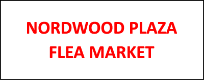 Nordwood Plaza Flea Market showcasing various vendor stalls and shoppers exploring unique items.