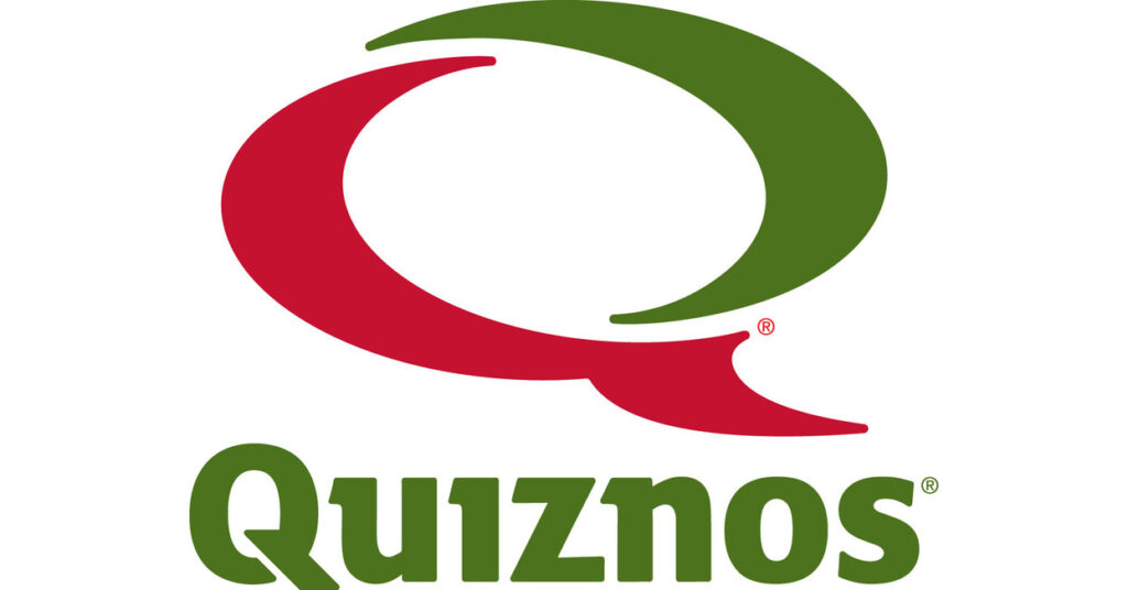 Quiznos Logo featuring the brand's distinctive stylized text and colors, representing the fast food chain.