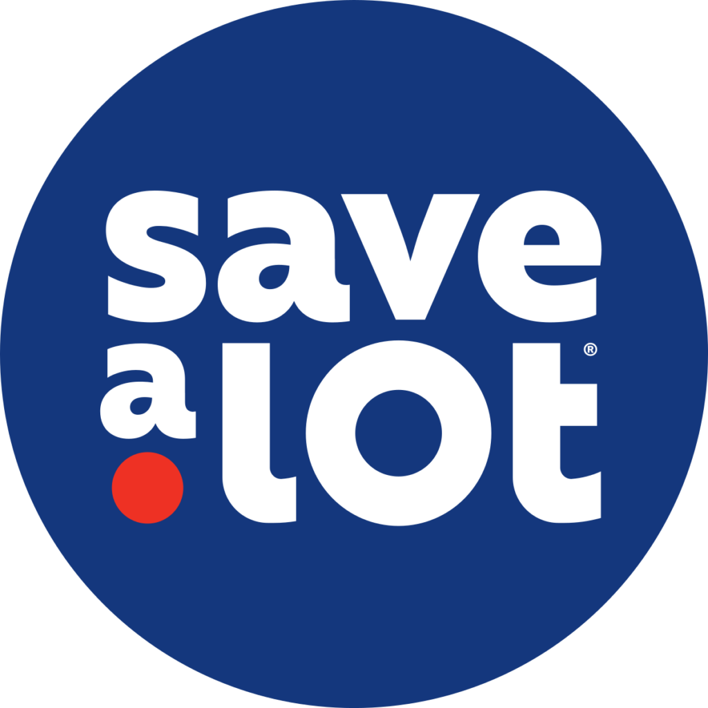 Save A Lot logo featuring bold red and white text on a blue background, representing the grocery store brand.