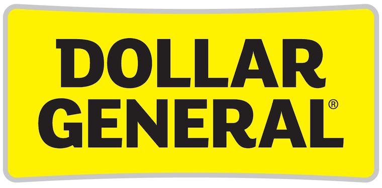 Exterior view of a Dollar General store with a clear blue sky, showcasing the store's signage and entrance.